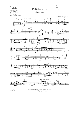 Fritz Kreisler Polichinelle score for Violin