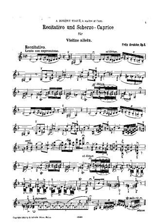 Fritz Kreisler Recitativo Un Scherzo Caprice score for Violin