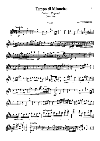 Fritz Kreisler Tempo di Menuetto score for Violin