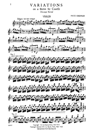 Fritz Kreisler  score for Violin