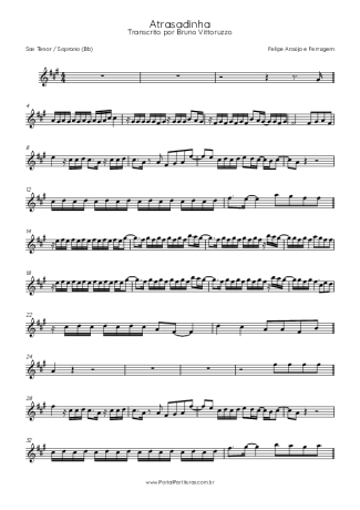 Felipe Araújo e Ferrugem  score for Tenor Saxophone Soprano (Bb)