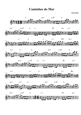 Gal Costa Caminhos do mar score for Tenor Saxophone Soprano (Bb)