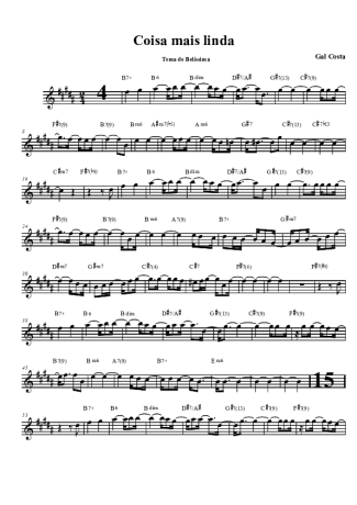Gal Costa Coisa Mais Linda score for Tenor Saxophone Soprano Clarinet (Bb)