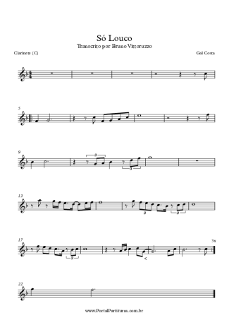 Gal Costa Só Louco score for Clarinet (C)