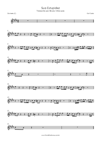 Gal Costa Sua Estupidez score for Clarinet (C)