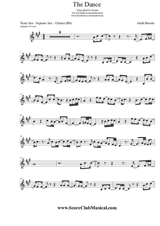 Garth Brooks The Dance score for Clarinet (Bb)