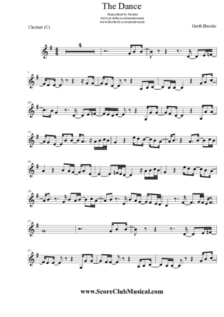 Garth Brooks The Dance score for Clarinet (C)