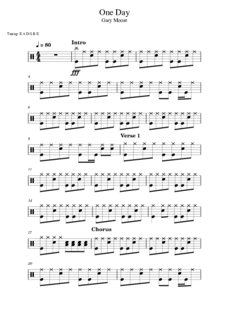 Gary Moore One Day score for Drums