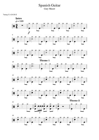 Gary Moore Spanish Guitar score for Drums