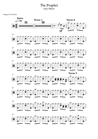 Gary Moore The Prophet score for Drums