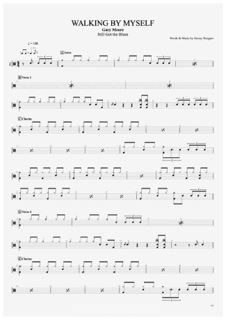 Gary Moore Walking By Myself score for Drums