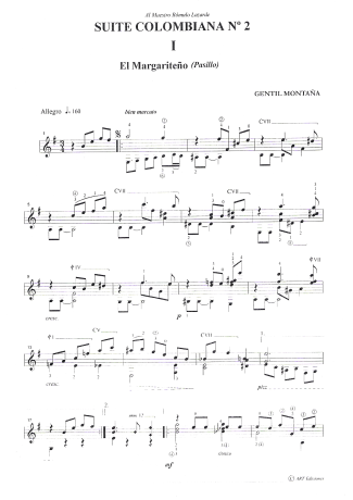 Gentil Montaña El Margariteño (Suíte Colombiana Nº 2) score for Acoustic Guitar