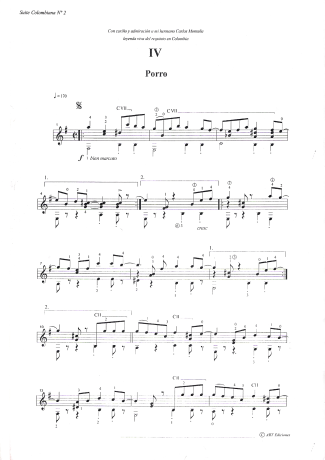 Gentil Montaña Porro (Suíte Colombiana Nº 2) score for Acoustic Guitar