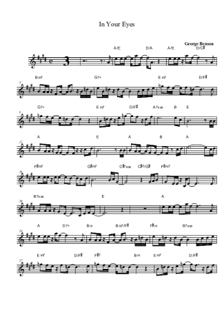 George Benson In Your Eyes score for Tenor Saxophone Soprano (Bb)