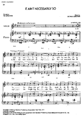 George Gershwin  It Ain´t Necessarily So score for Piano