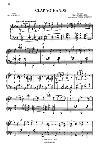 George Gershwin Clap Yo Hands score for Piano