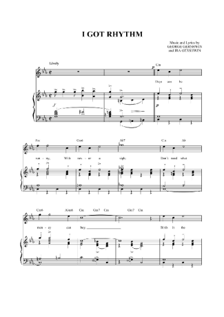 George Gershwin I Got Rhythm score for Piano