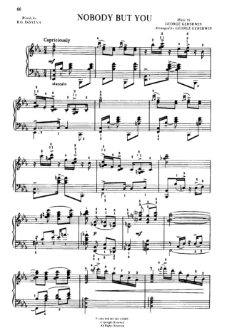 George Gershwin Nobody But You score for Piano