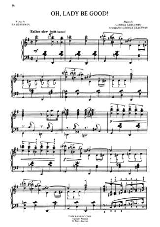 George Gershwin Oh Lady Be Good score for Piano
