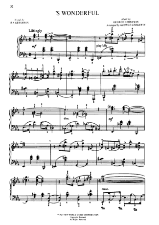 George Gershwin S Wonderful score for Piano