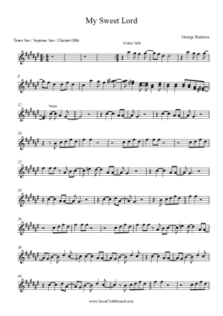 George Harrison My Sweet Lord score for Clarinet (Bb)