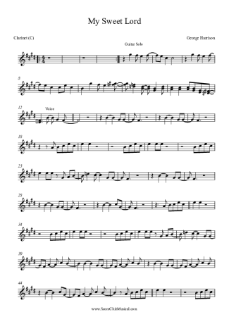 George Harrison My Sweet Lord score for Clarinet (C)