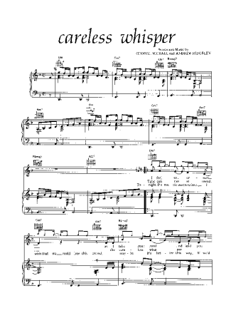 George Michael Careless Whisper score for Piano