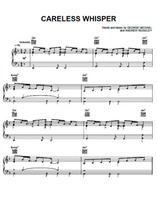 George Michael Careless Whisper score for Piano