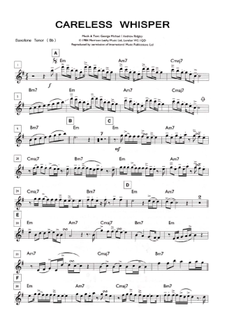 careless whisper sheet music