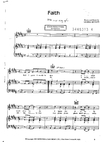 George Michael Faith score for Piano