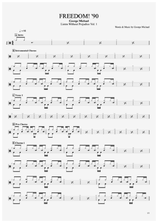 George Michael Freedom! ´90 score for Drums