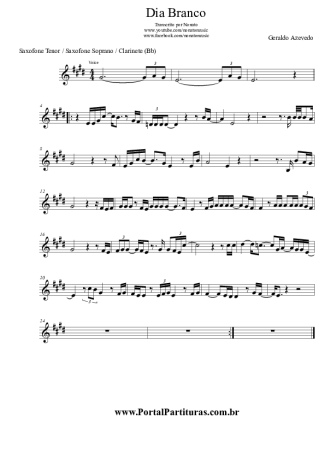 Geraldo de Azevedo Dia Branco score for Tenor Saxophone Soprano (Bb)