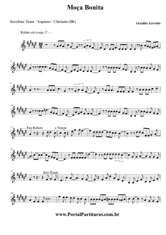 Geraldo de Azevedo  score for Tenor Saxophone Soprano (Bb)