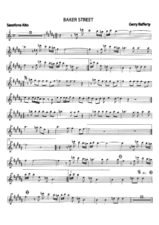 Gerry Rafferty Baker Street score for Alto Saxophone