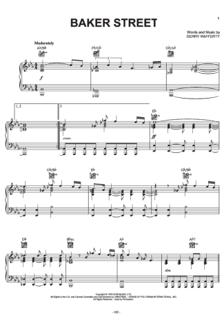 Gerry Rafferty Baker Street score for Piano