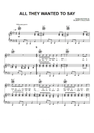 Gilbert O´Sullivan All They Wanted To Say score for Piano