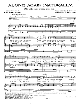 Gilbert O´Sullivan Alone Again (Naturally) score for Piano