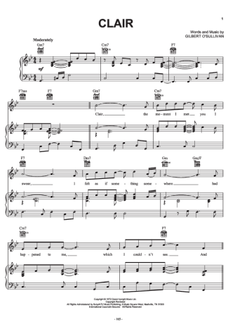 Gilbert O´Sullivan Clair score for Piano