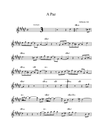 Gilberto Gil A Paz score for Alto Saxophone