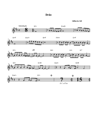 Gilberto Gil Drão score for Tenor Saxophone Soprano (Bb)