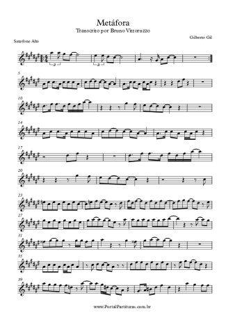 Gilberto Gil Metáfora score for Alto Saxophone
