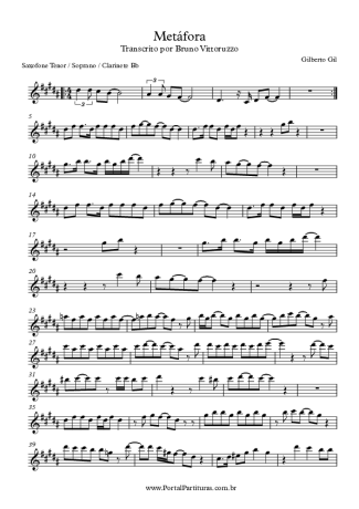 Gilberto Gil Metáfora score for Clarinet (Bb)