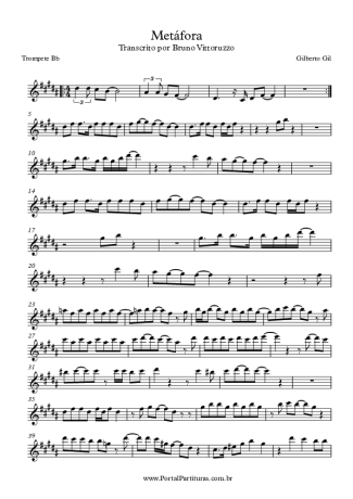 Gilberto Gil Metáfora score for Trumpet