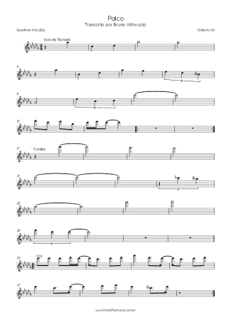 Gilberto Gil Palco score for Alto Saxophone
