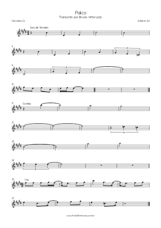 Gilberto Gil Palco score for Clarinet (C)