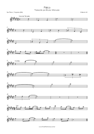 Gilberto Gil Palco score for Tenor Saxophone Soprano (Bb)