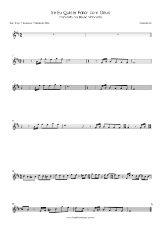 Gilberto Gil Se Eu Quiser Falar Com Deus score for Clarinet (Bb)