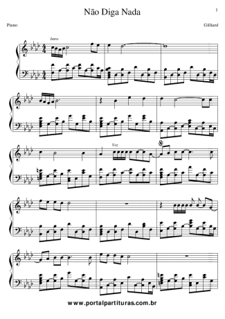 Gilliard Não Diga Nada score for Piano