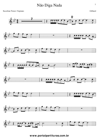 Gilliard Não Diga Nada score for Tenor Saxophone Soprano (Bb)