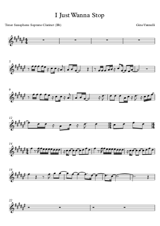 Gino Vannelli I Just Wanna Stop score for Tenor Saxophone Soprano (Bb)